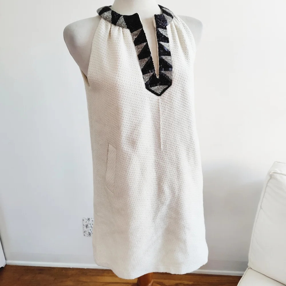 Jenny Han Tunic Dress • Beaded Neckline • Lined • Size Medium